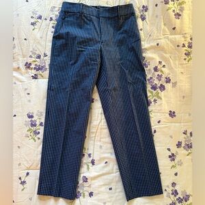 Club Monaco Blue and Black Micro Plaid Cropped Trousers